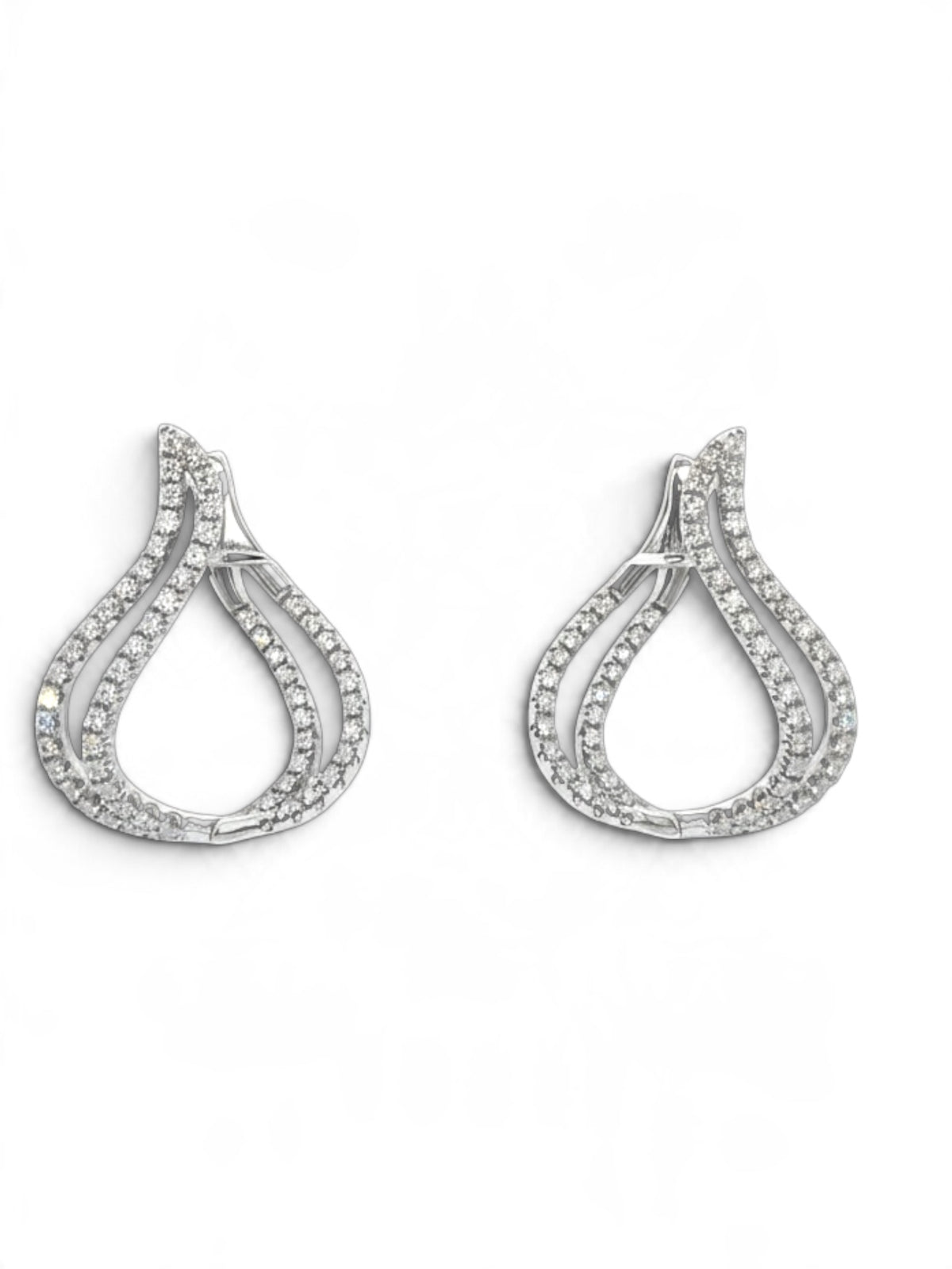 JYE Sculptural Diamond Teardrop Hoop Earrings, 18K White Gold – 1.19 CT TW