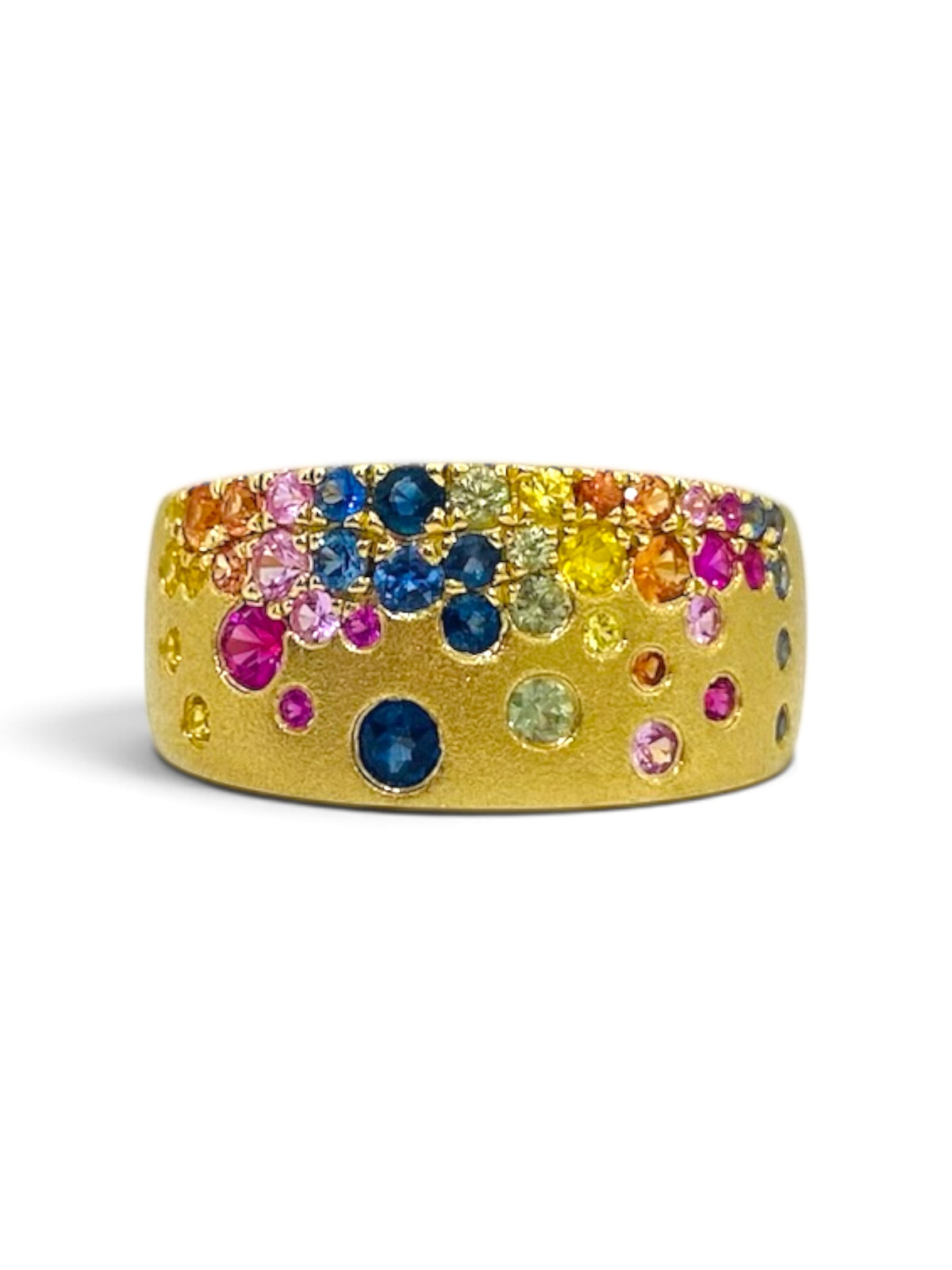 Multicolor Sapphire Confetti Ring in 14K Yellow Gold – 1.23 CT TW