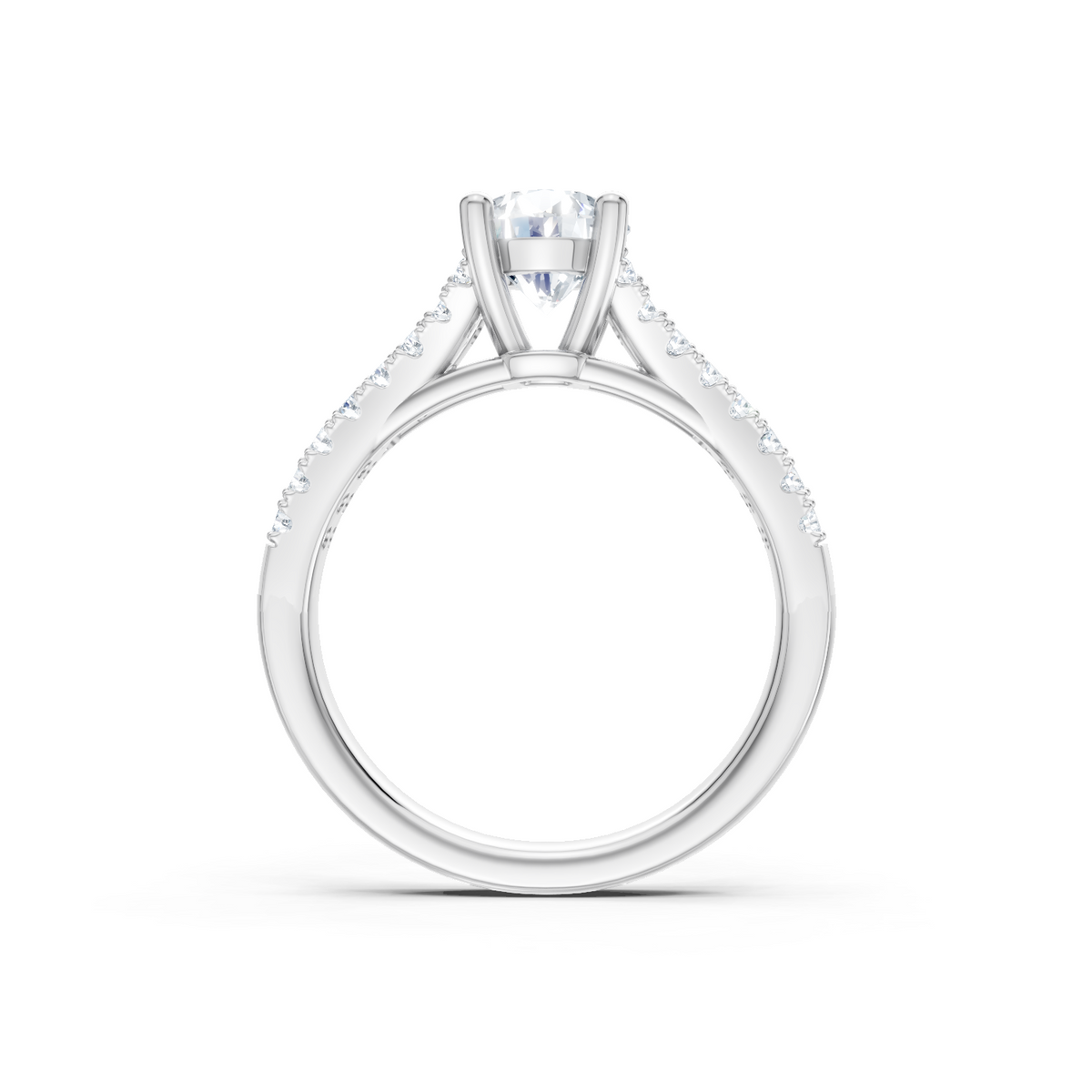 14K White Gold Oval Split Shank Semi Mount