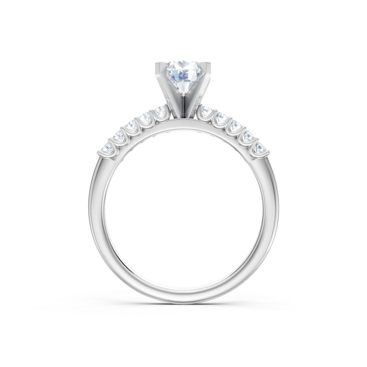 14K White Gold Round Diamond U-Prong Engagement Ring