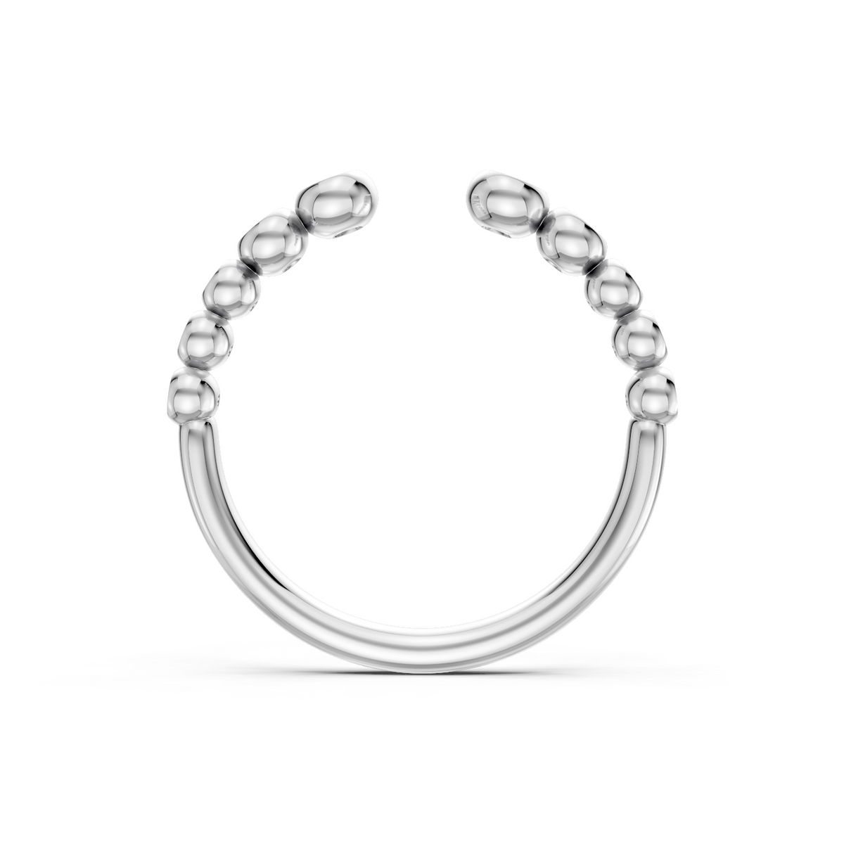 14K White Gold Round Bezel Set Open Band