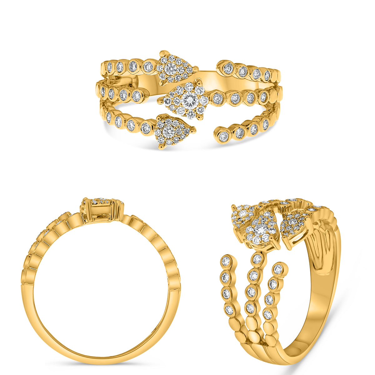 14K Yellow Gold Round Diamond Ring