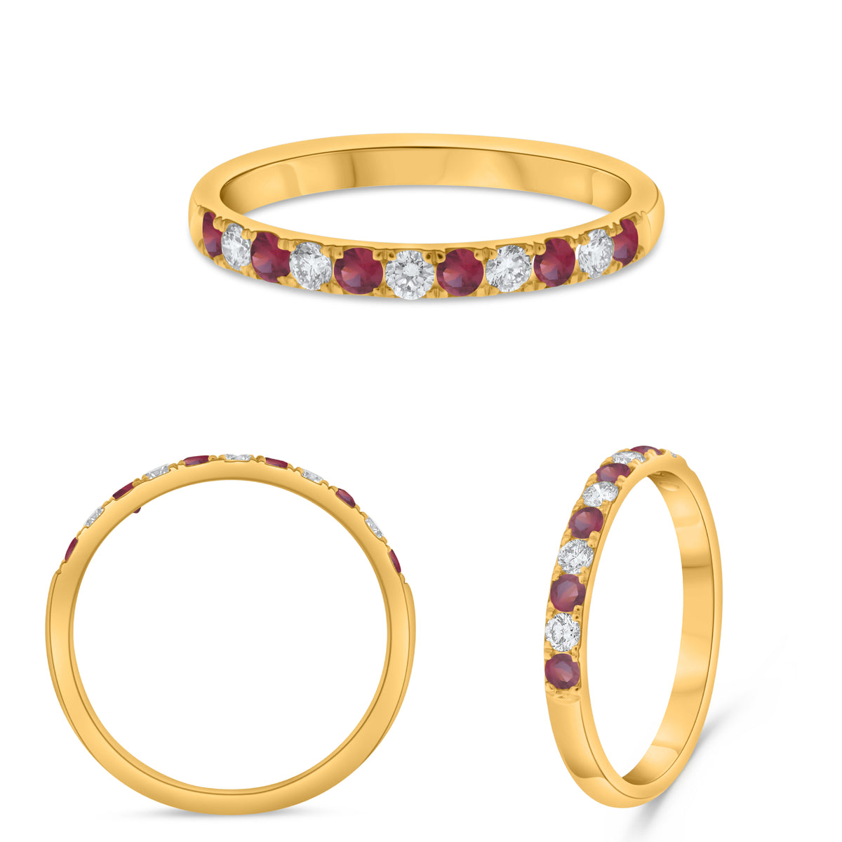 14K Yellow Gold Round Ruby Ring