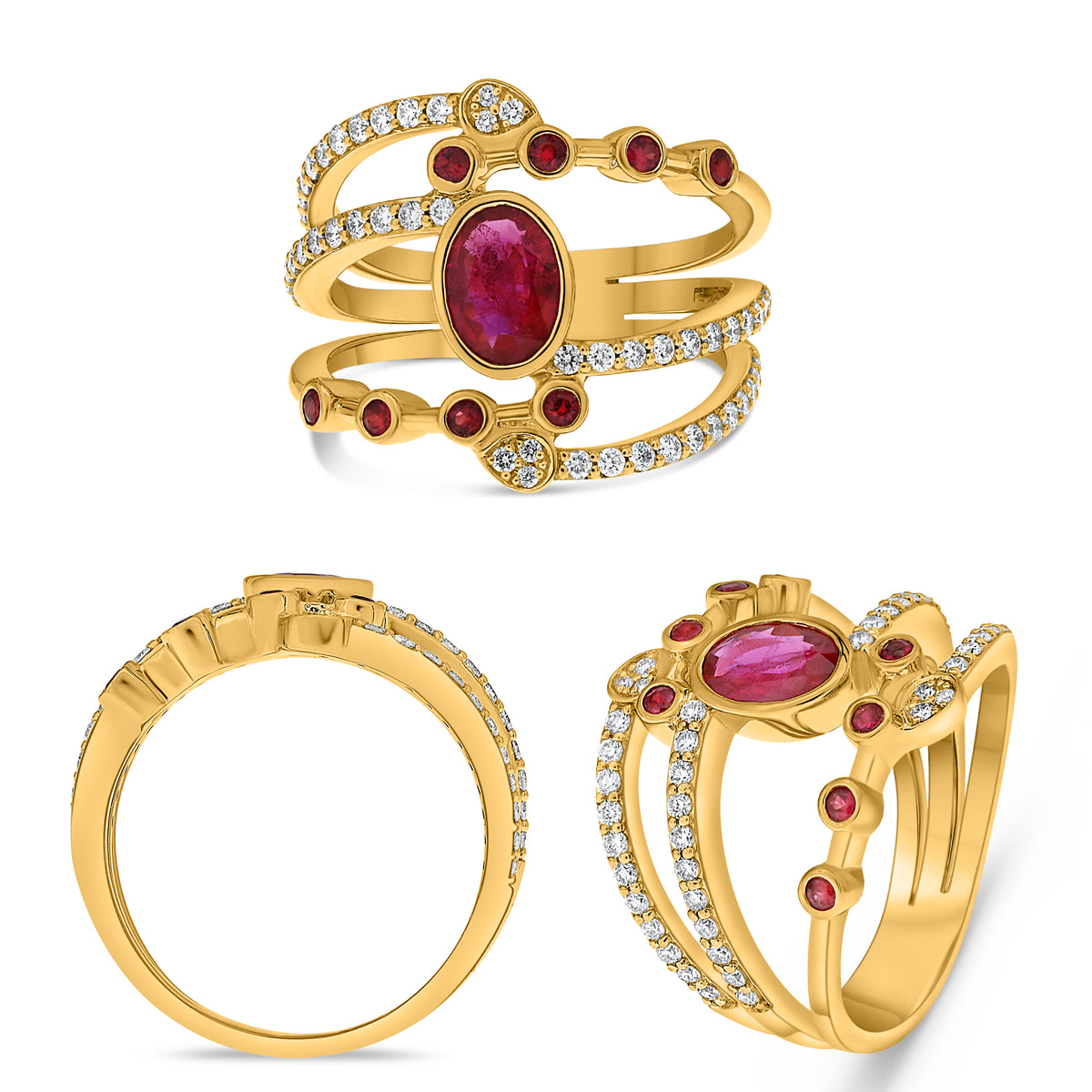 14K Yellow Gold Oval Ruby Ring