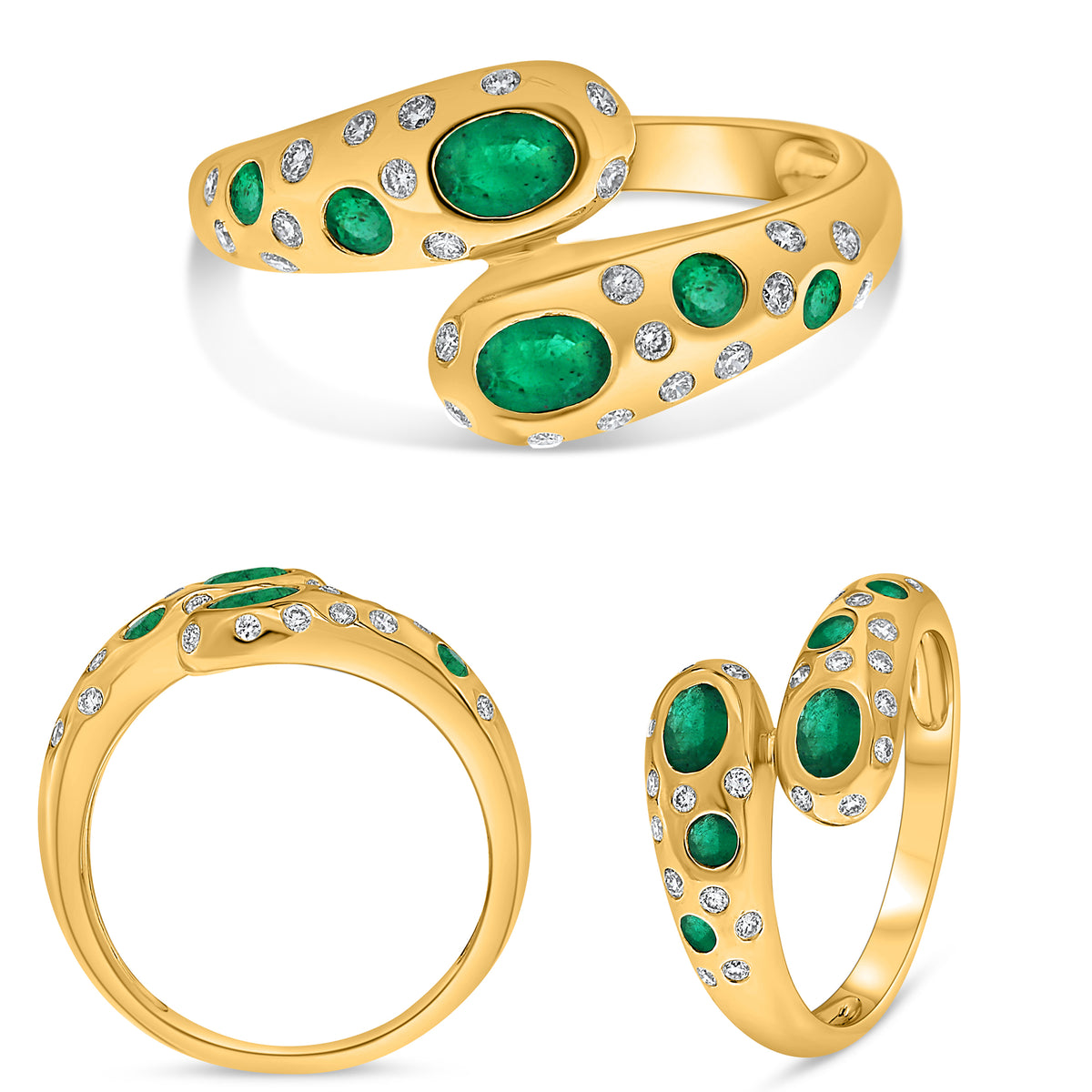 14K Yellow Gold Oval Emerald Ring