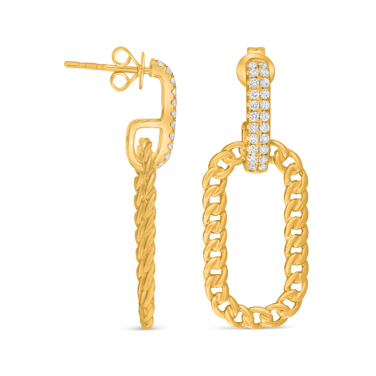 14K Yellow Gold Round Diamond Earrings