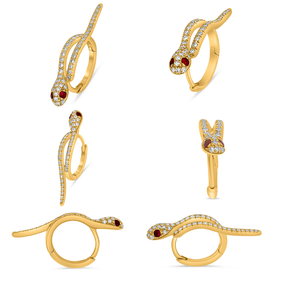14K Yellow Gold Round Ruby Earrings