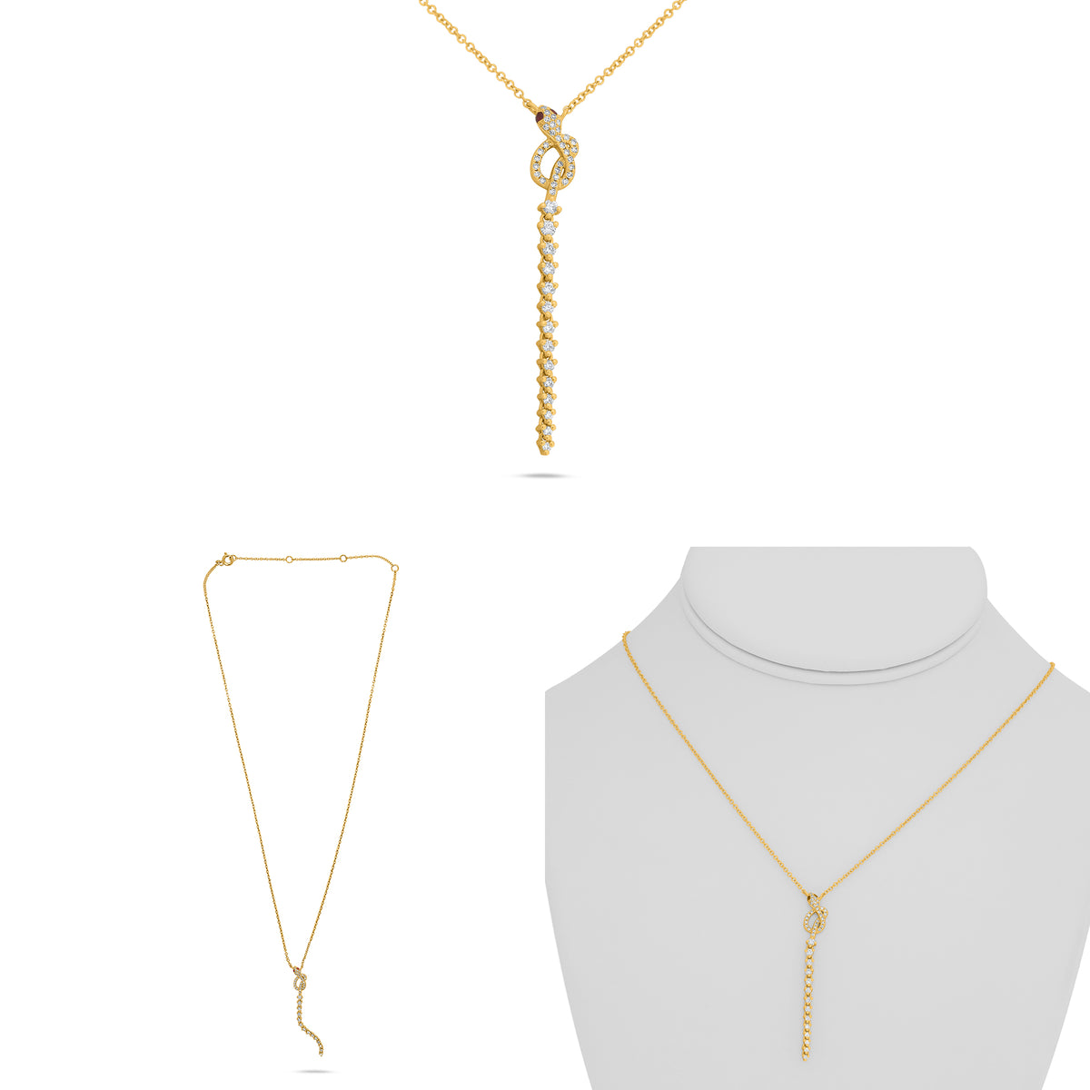 14K Yellow Gold Round Ruby Necklace