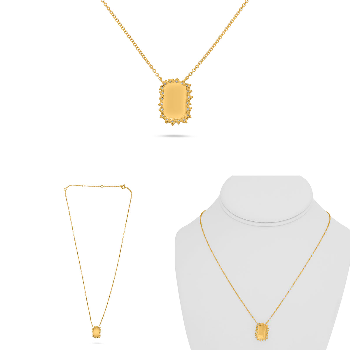 14K Yellow Gold Round Diamond Necklace
