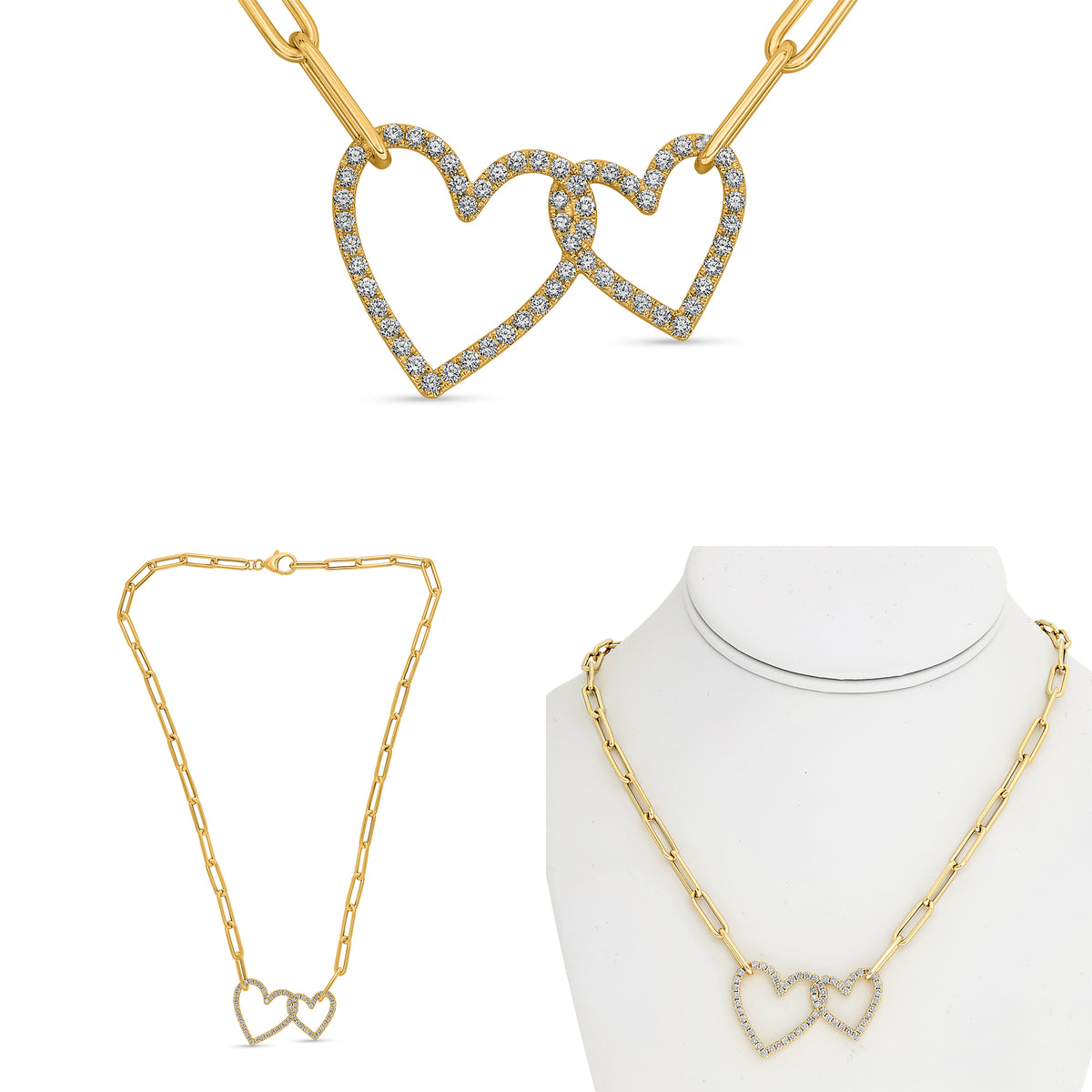 14K Yellow Gold Round Diamond Necklace