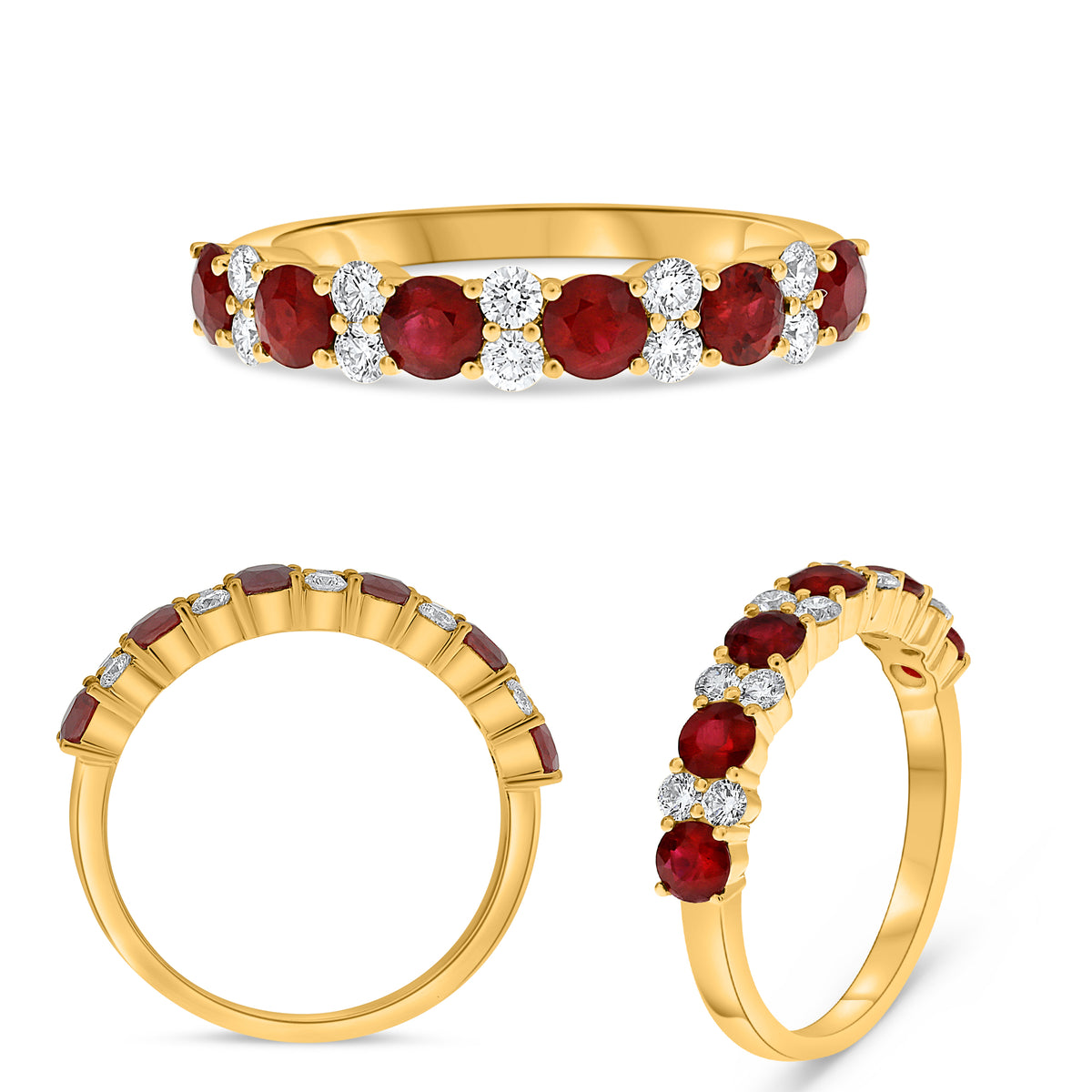 14K Yellow Gold Round Ruby Ring