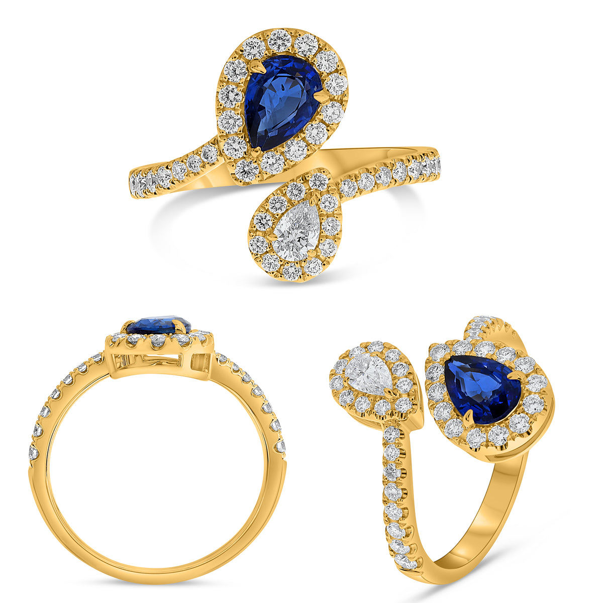 14K Yellow Gold Pear Sapphire Ring