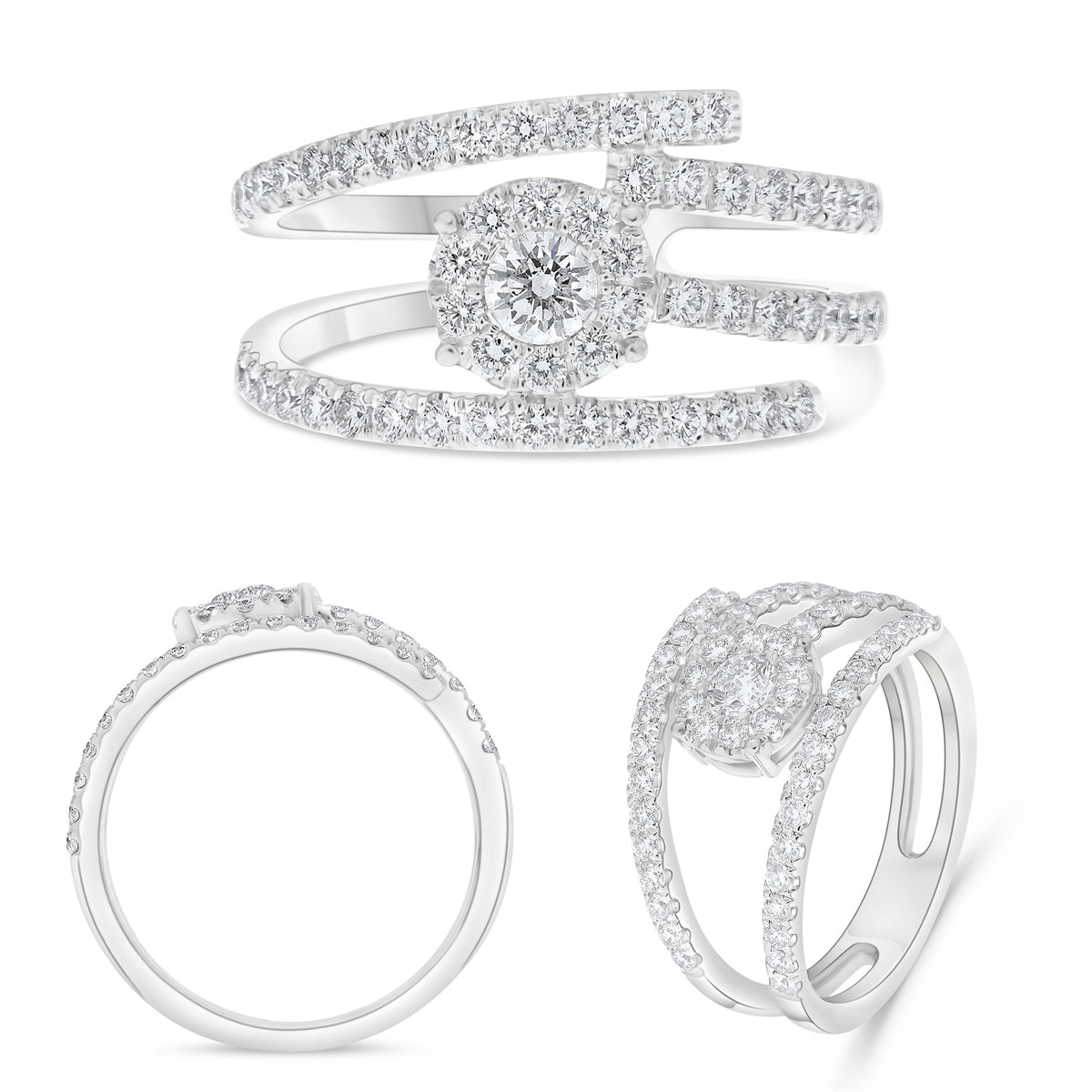 14K White Gold Round Diamond Halo Ring