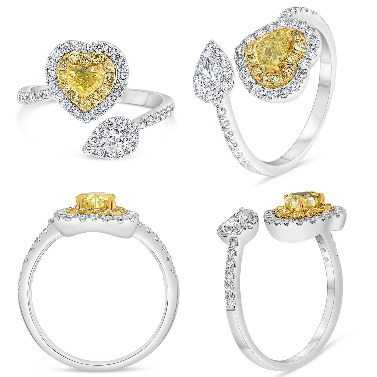 14K White & Yellow Gold Fancy Yellow Diamond Ring