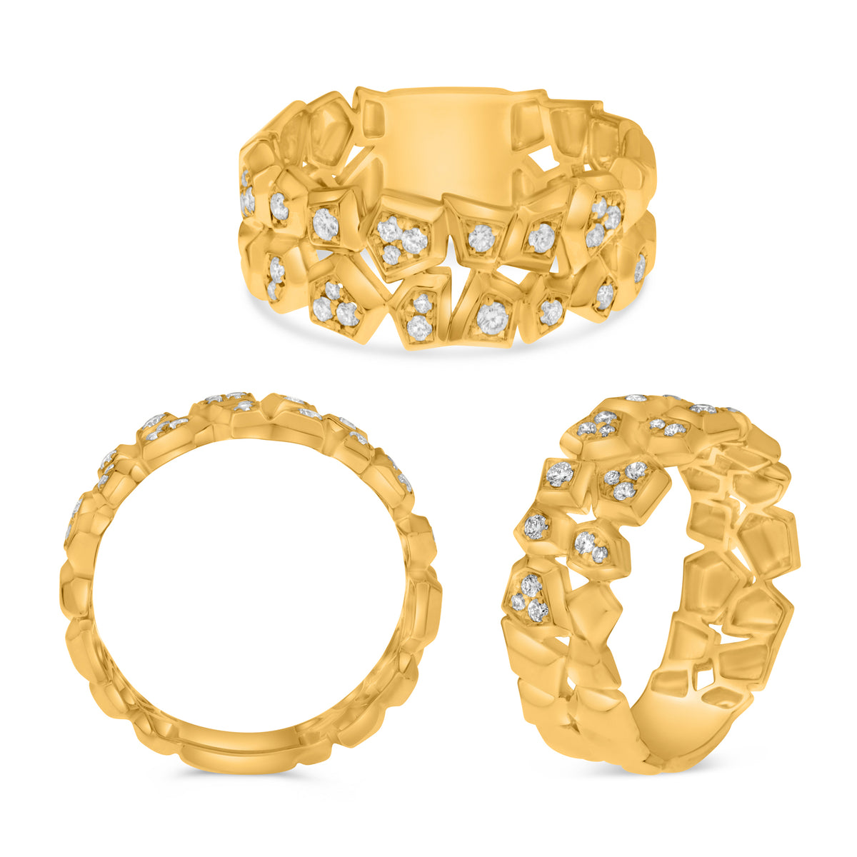 14K Yellow Gold Round Diamond Ring