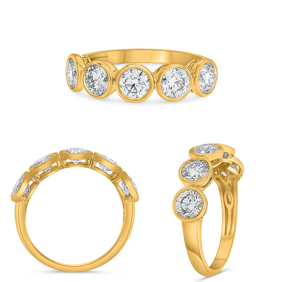 14K Yellow Gold Round Diamond Ring