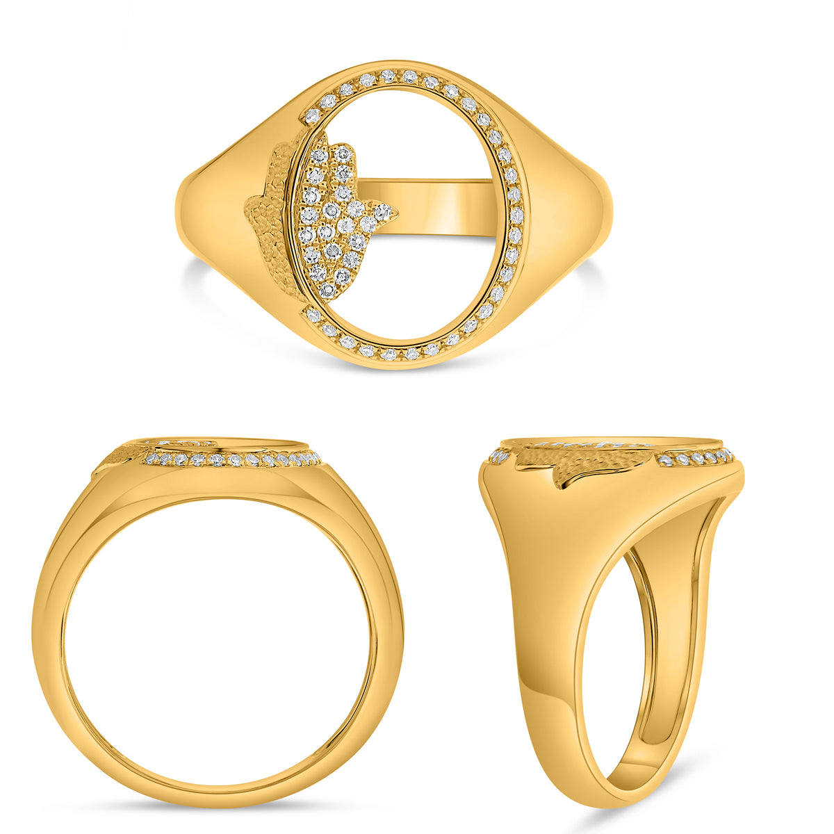 14K Yellow Gold Oval Diamond Ring
