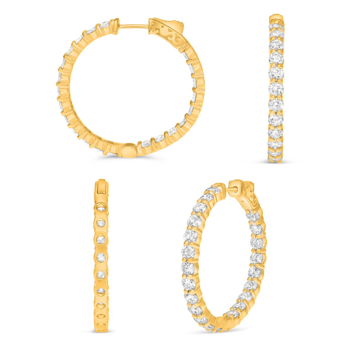 14K Yellow Gold Round Diamond Earrings