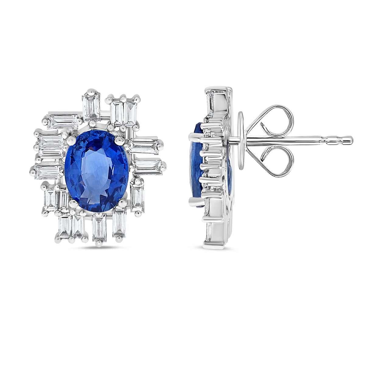 Platinum Oval Sapphire Earrings