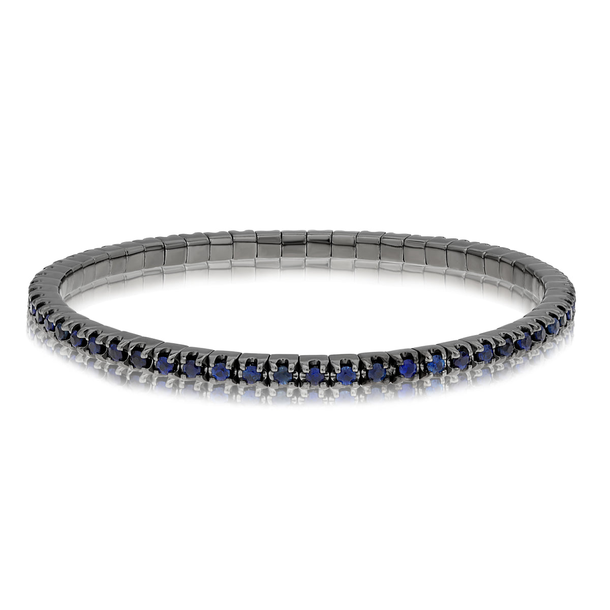14K White Gold Round Sapphire Bracelet