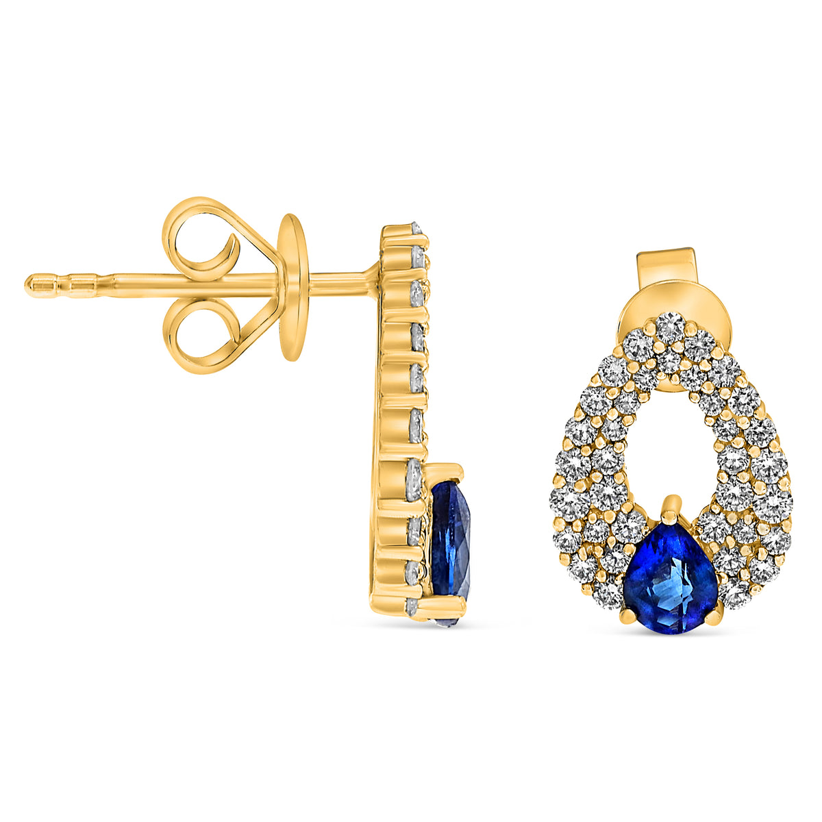 14K Yellow Gold Pear Sapphire Earrings