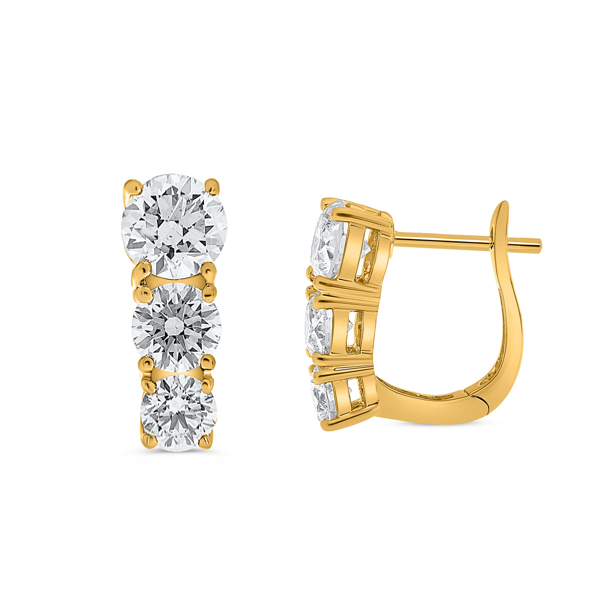 14K Yellow Gold Round Diamond Earrings