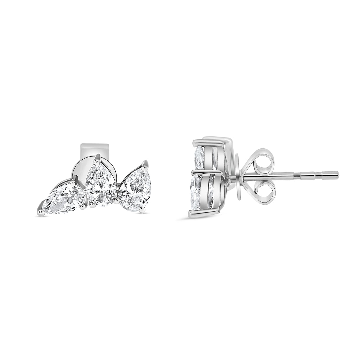 14K White Gold Pear Diamond Earrings