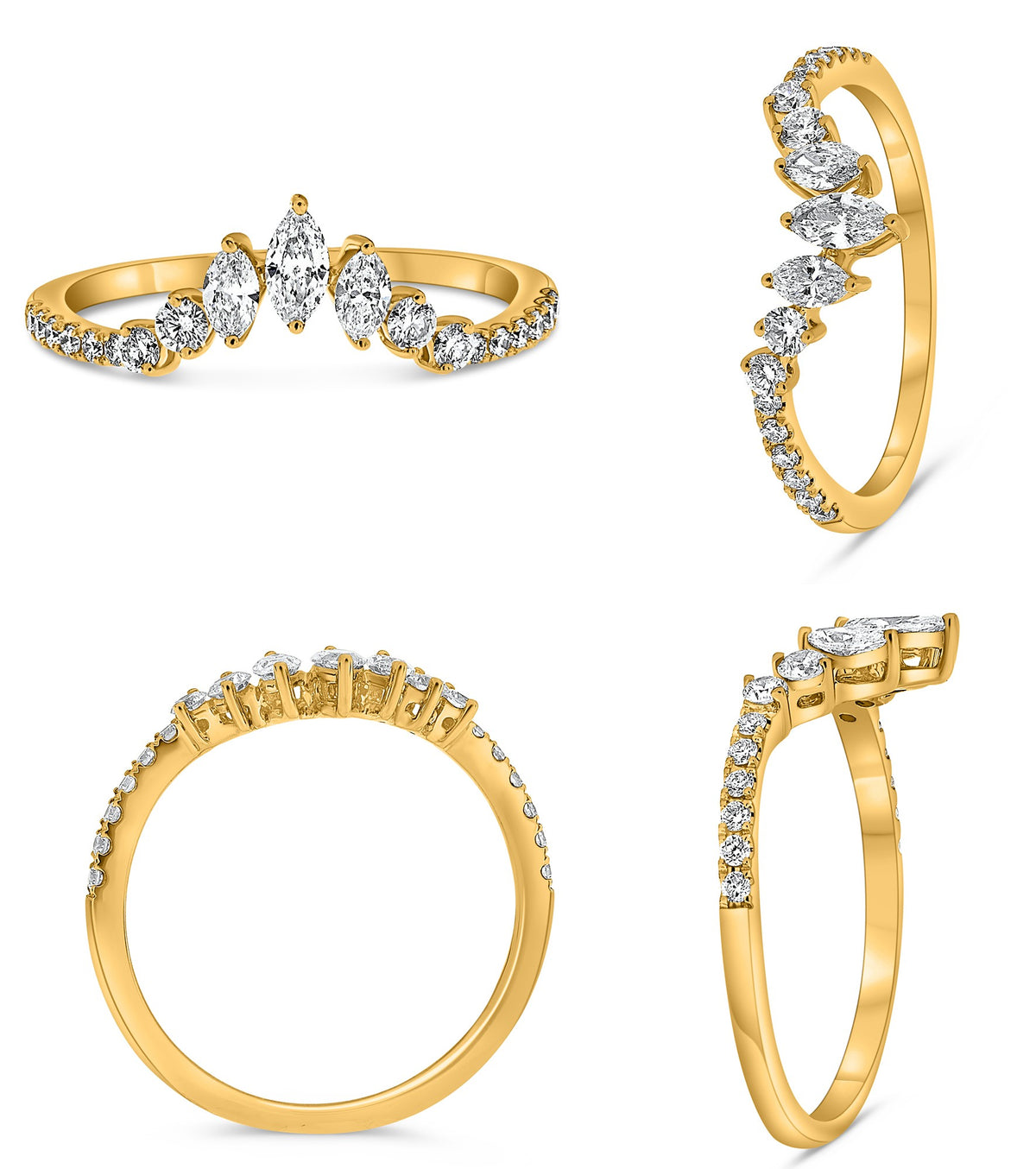 14K Yellow Gold Marquise Diamond Ring