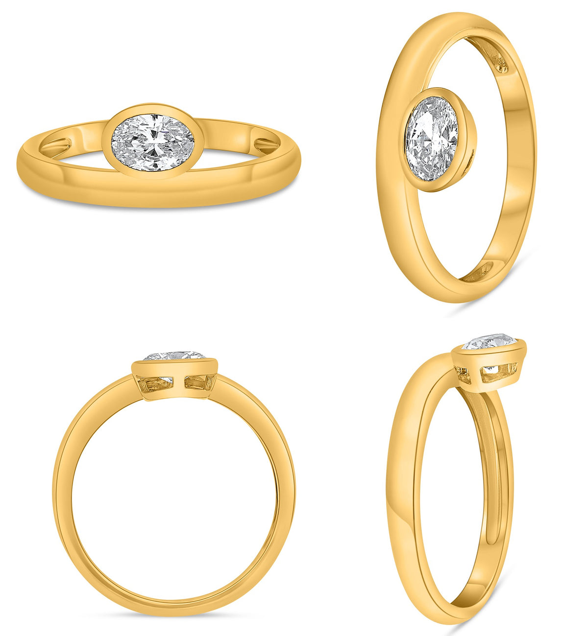 14K Yellow Gold Oval Diamond Ring