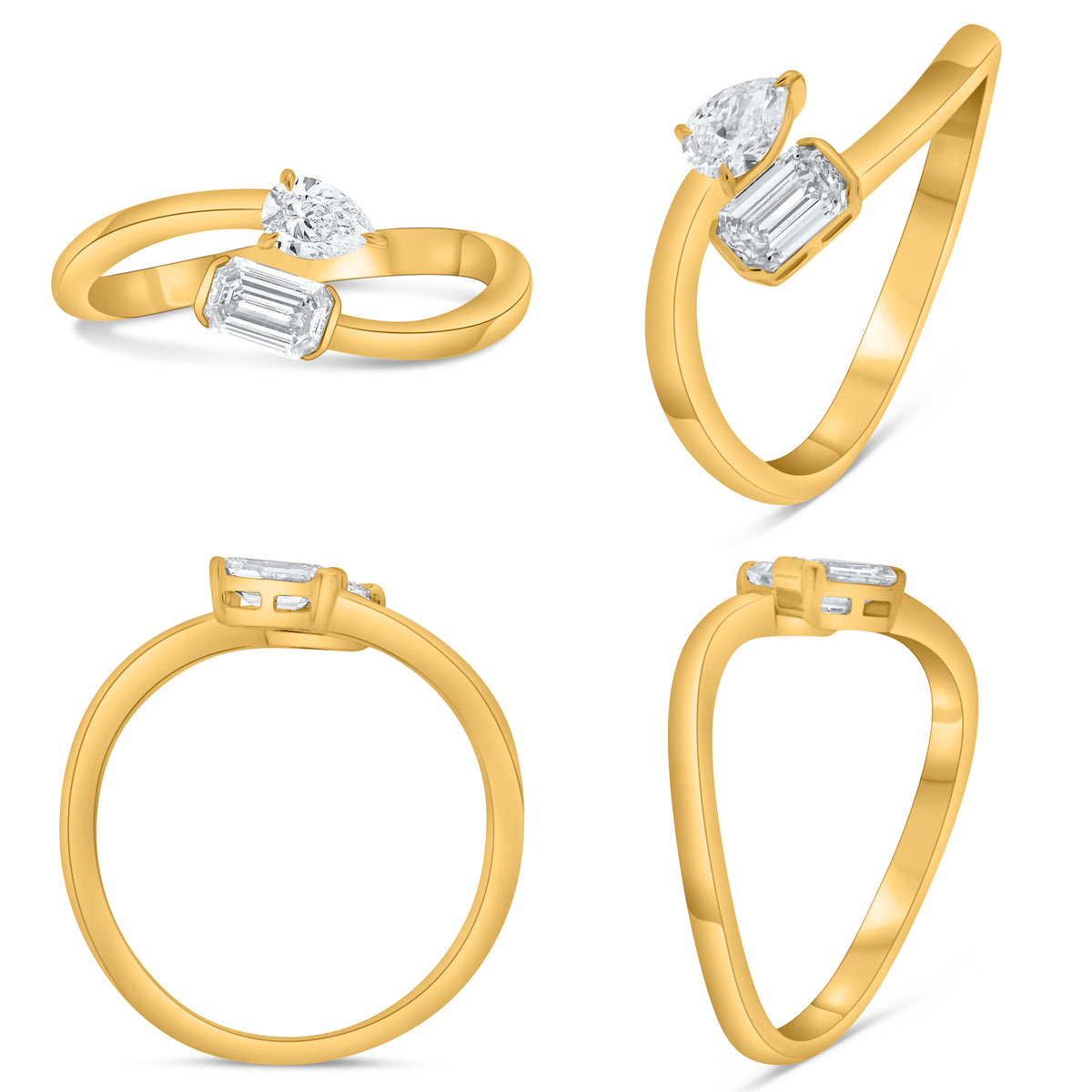 14K Yellow Gold Emerald Cut Diamond Ring