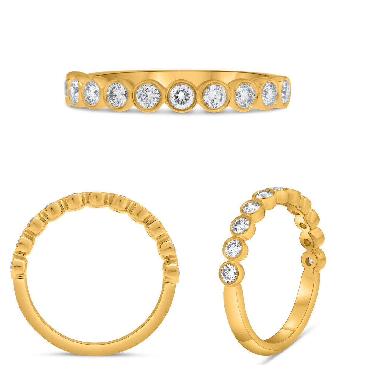 14K Yellow Gold Round Diamond Ring