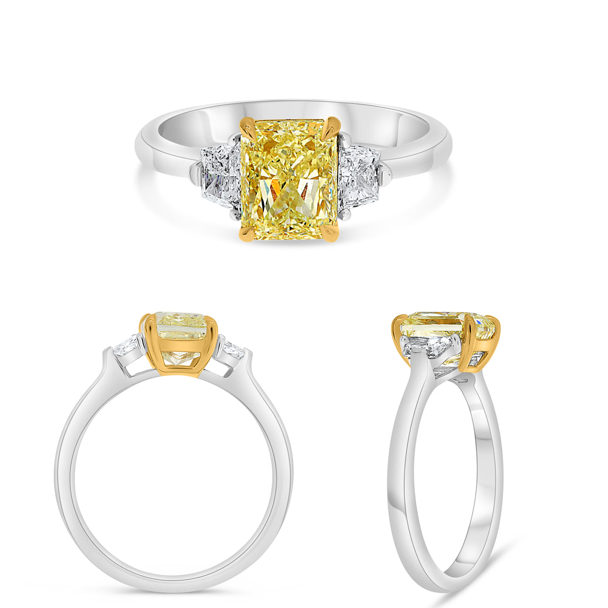Platinum & 18K Yellow Gold Radiant Fancy Yellow Diamond Ring
