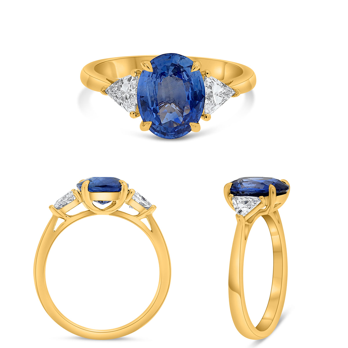 14K Yellow Gold Oval Sapphire Ring