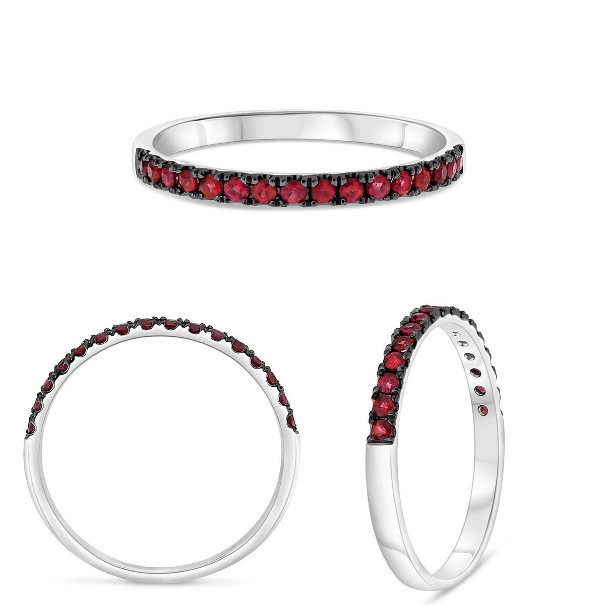 14K White Gold Round Ruby Ring