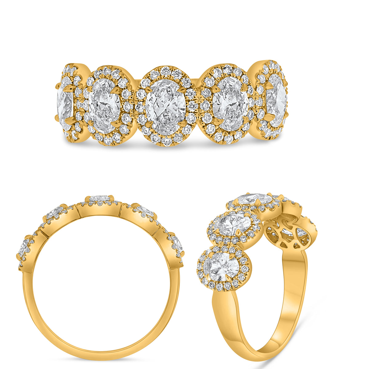 14K Yellow Gold Oval Diamond Halo Ring