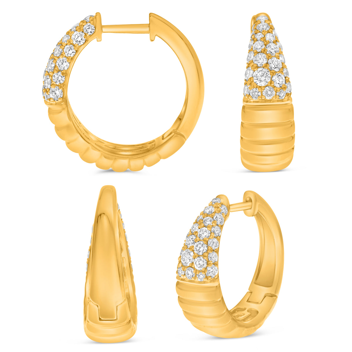 14K Yellow Gold Round Diamond Earrings
