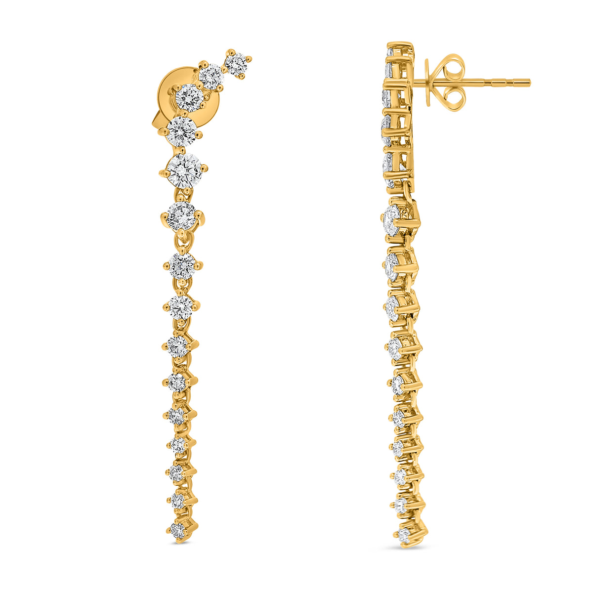 14K Yellow Gold Round Diamond Earrings