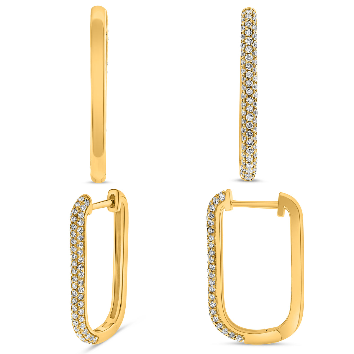 14K Yellow Gold Round Diamond Earrings