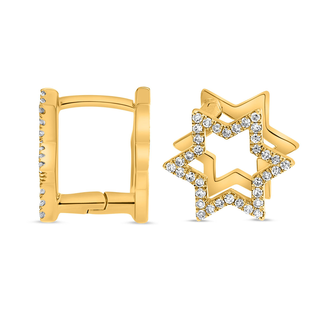 14K Yellow Gold Round Diamond Earrings