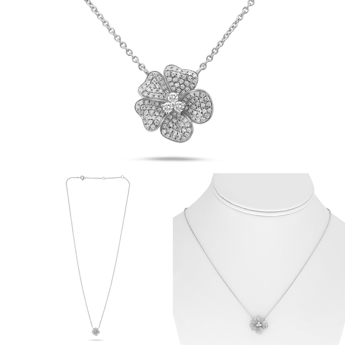 14K Yellow Gold Round Diamond Necklace