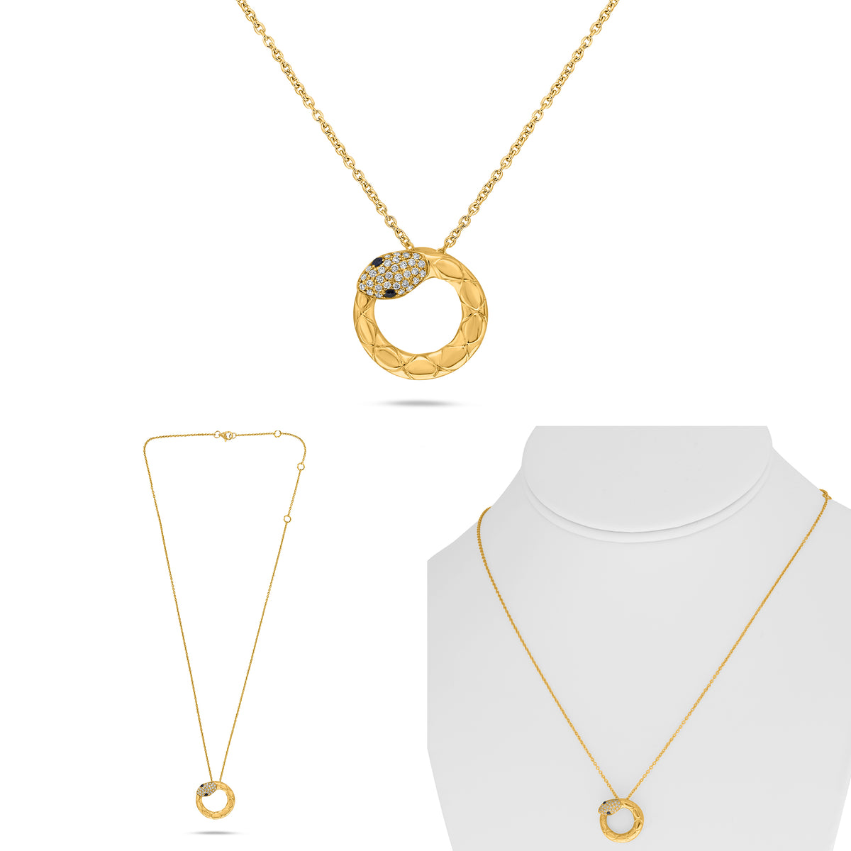 14K Yellow Gold Round Sapphire Necklace
