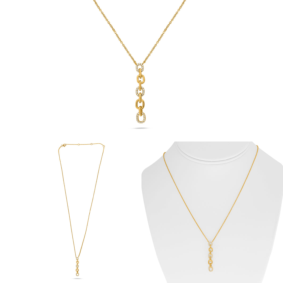 14K Yellow Gold Round Diamond Necklace