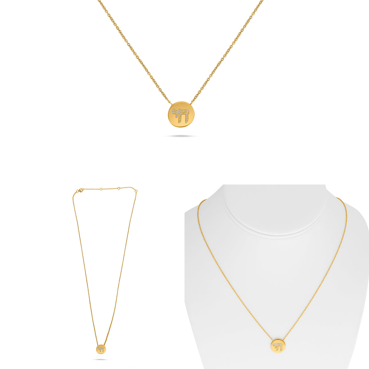 14K Yellow Gold Round Diamond Necklace