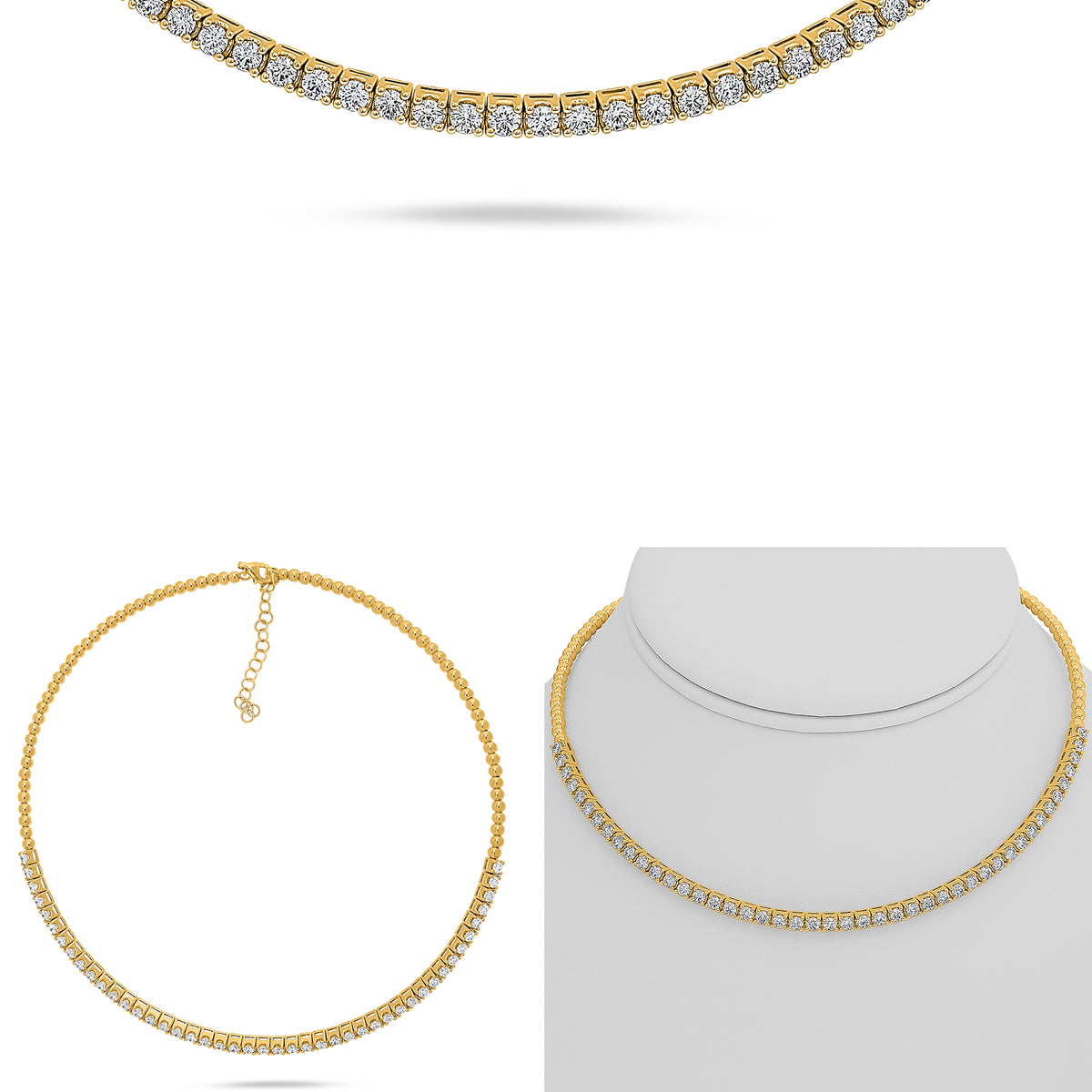 14K White Gold Round Diamond Necklace