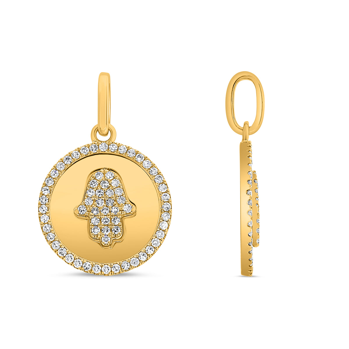 14K Yellow Gold Round Diamond Pendant