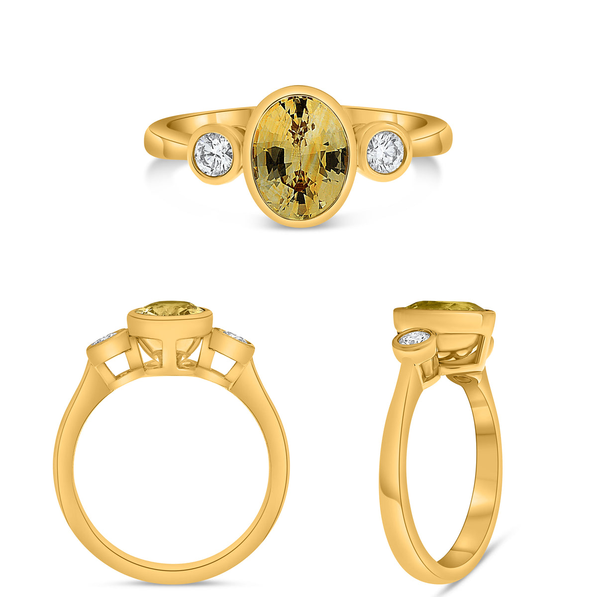 14K Yellow Gold Oval Yellow Sapphire Ring