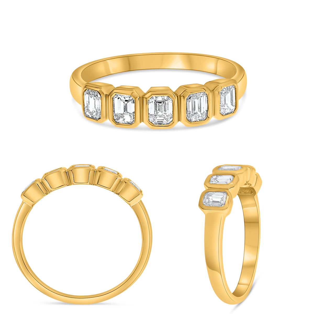 14K Yellow Gold Emerald Cut Diamond Ring