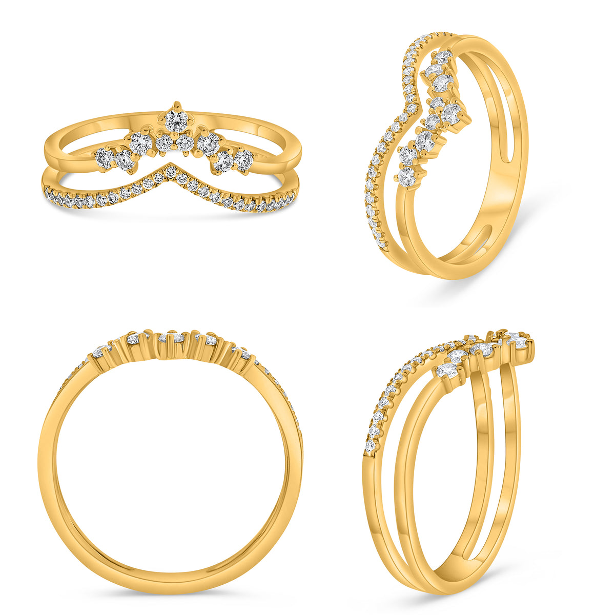 14K Yellow Gold Round Diamond Ring