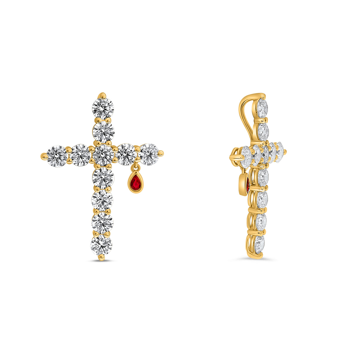 14K Yellow Gold Round Ruby Pendant