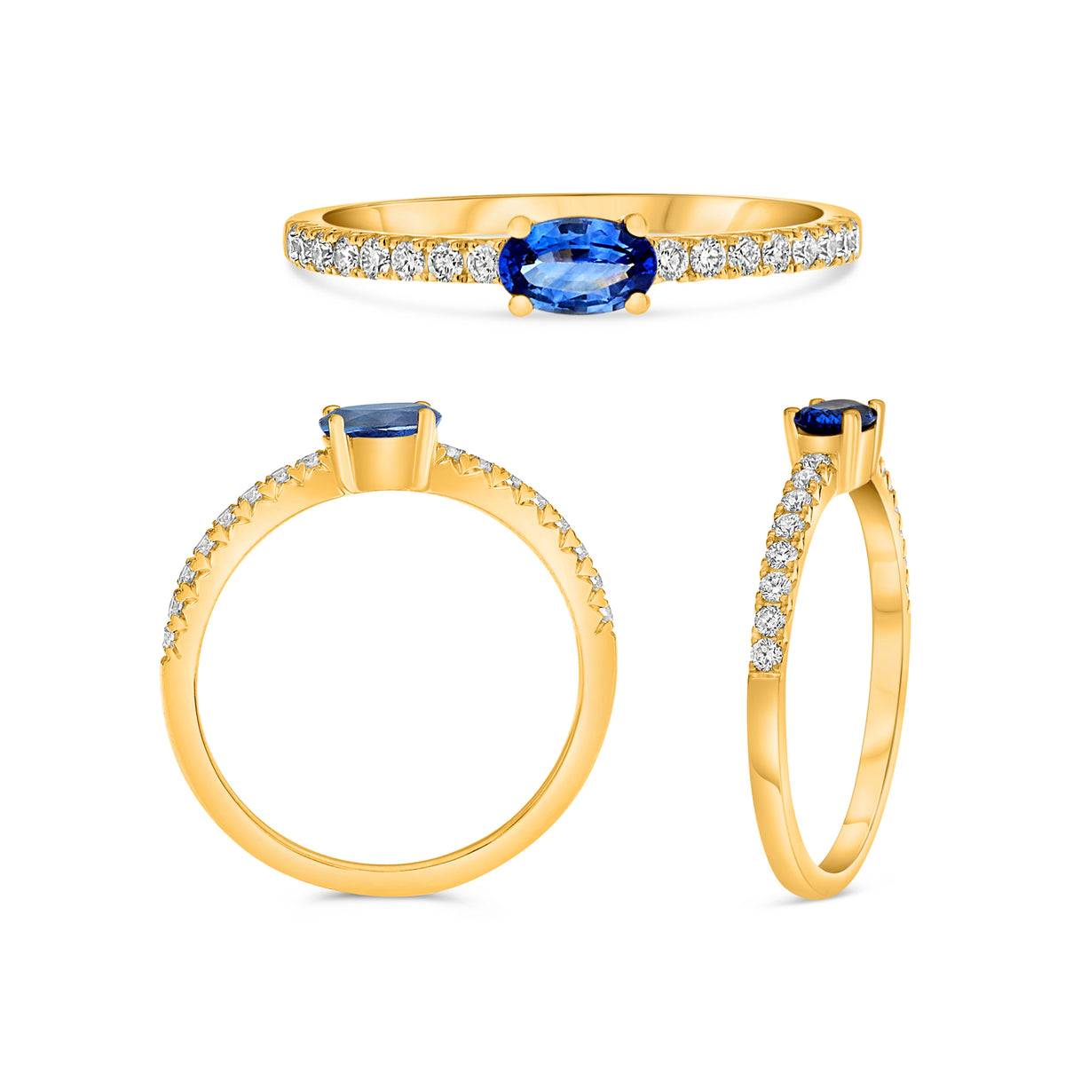 14K Yellow Gold Oval Sapphire Ring